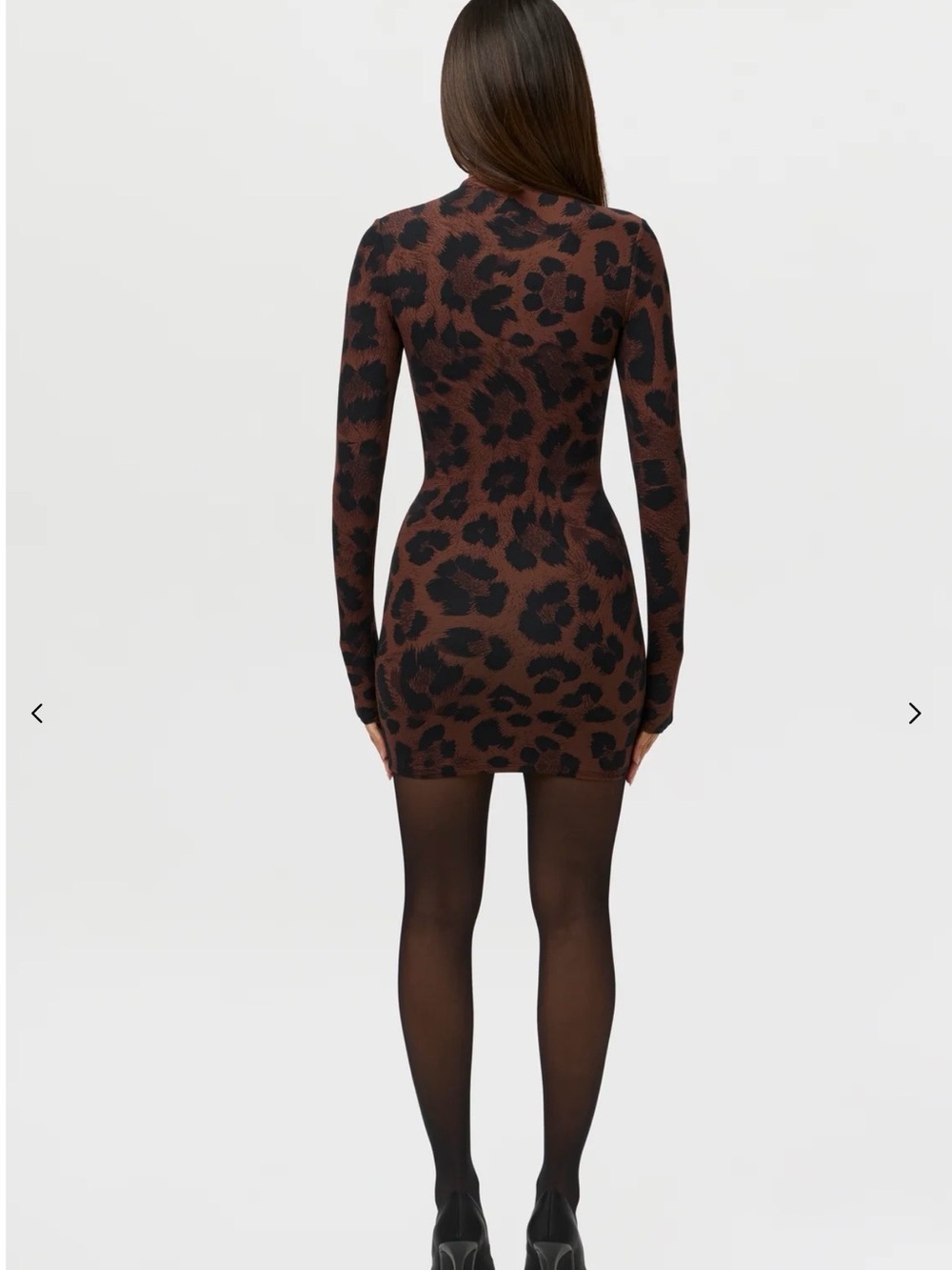 naked wardrobe Leopard Print Long Sleeve Bodycon Dress - Black & Brown - Picture 5 of 6